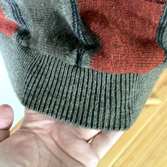 🇨🇦 Vintage Orvieto Wool Blend Long Sleeve Green Orange Sweater, Size L - Picture 8 of 15